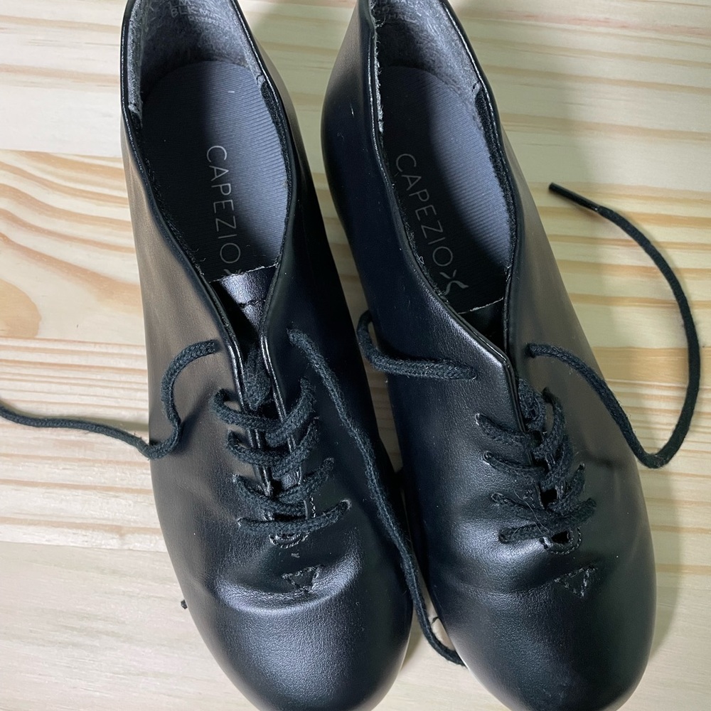 Black Capezio tie tap shoes